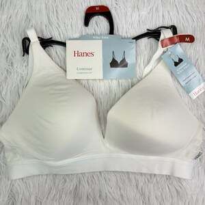 Hanes Contour ComfortFlex Fit Wire-Free Bra White Size Medium Women’s New